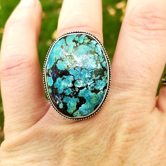 New Chrysocolla 925 Silver Ring. - Picture 6 of 16